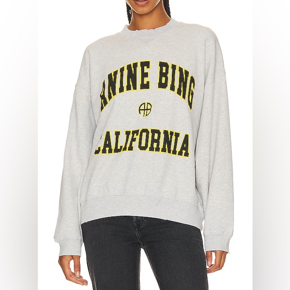 New Anine Bing Jaci Crewneck Sweatshirt in Heather Grey Size XS Oversized - Picture 11 of 11